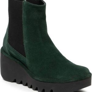 Fly London Green Forest Suede Platform Bootie